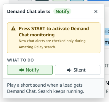 Amazing Relay Demand Chat alerts menu with Notify and Silent choices