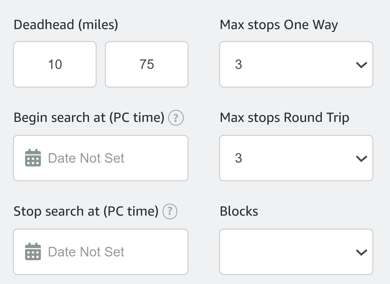 Filled Amazing Relay deadhead and stop-count filters