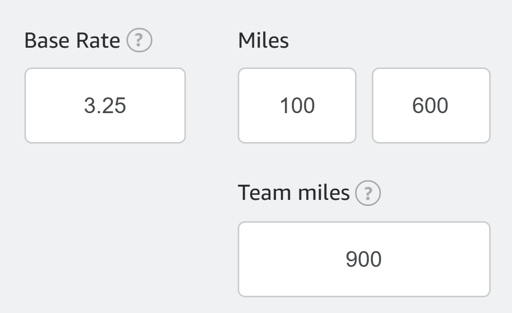Filled Amazing Relay Base Rate, Miles, and Team miles filters